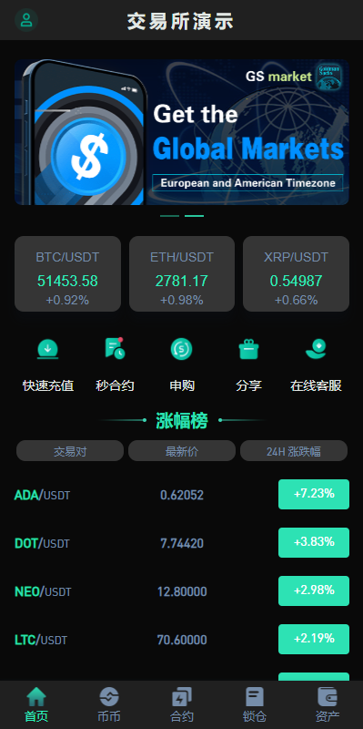 新UI多语言海外源码交易所/永续合约/秒合约/锁仓挖矿/前端uniapp